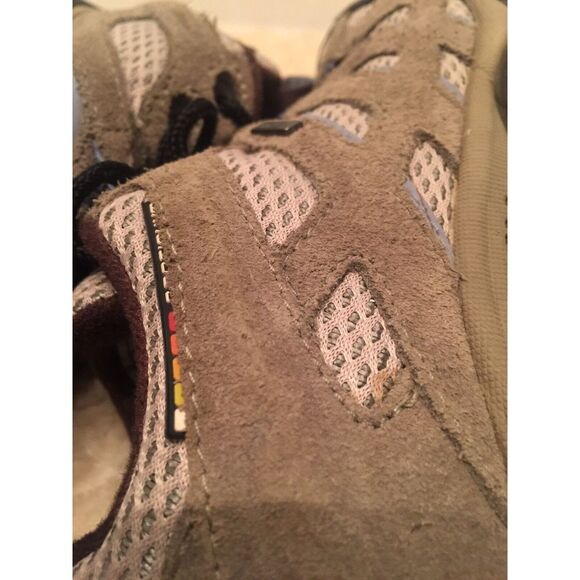 Merrell Womens Shoes Sz 9 Vibram Soles Brown Lt Blue Hiking Camping Outdoor S2 - Picture 9 of 12